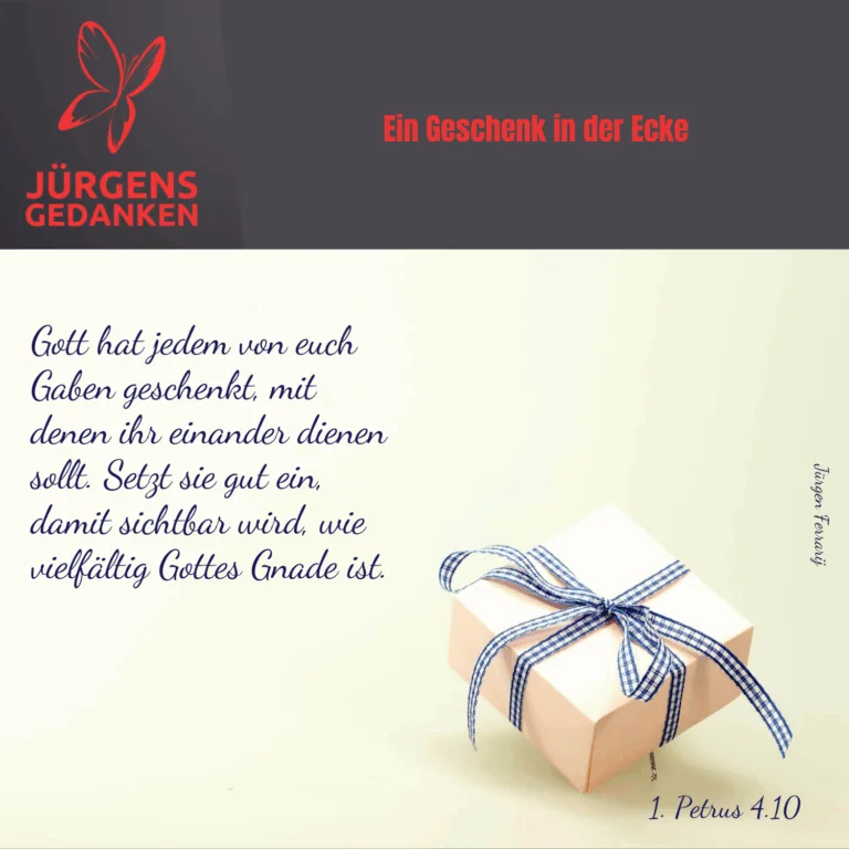 Geschenk mit weiß-blauer Schleife