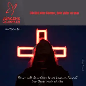 Ein Mensch steht vor einem erleuchteten Kreuz