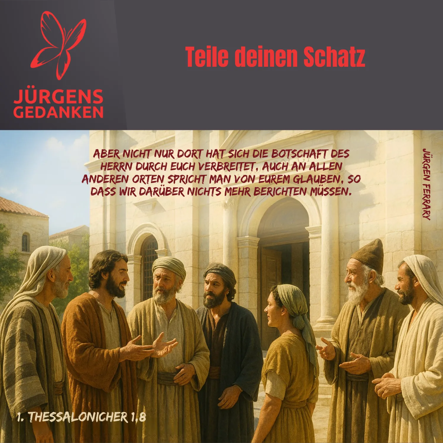 Menschen vor dem Tempel