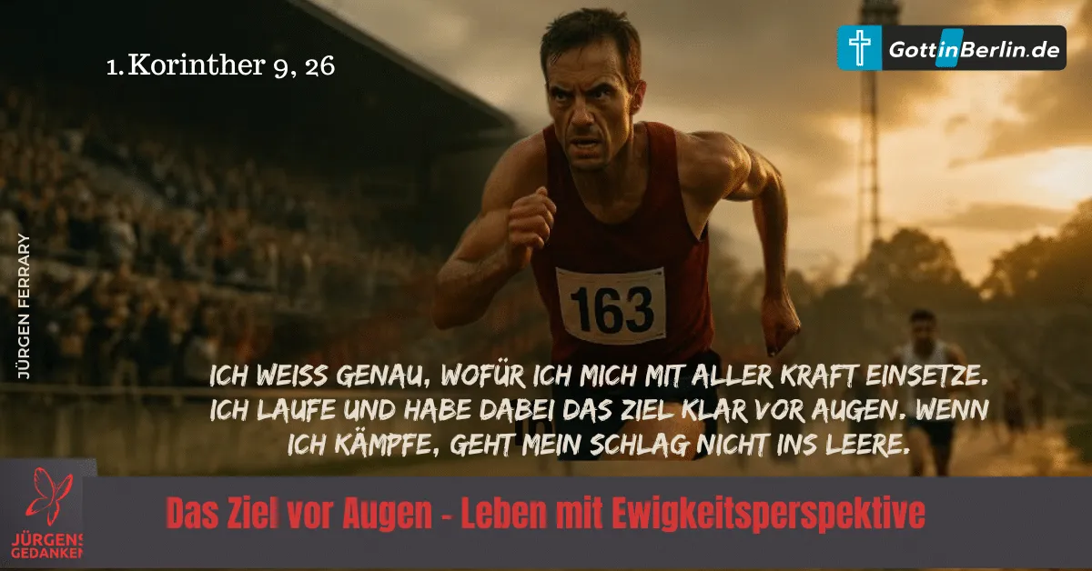 Ein Läufer hat das Ziel vor Augen