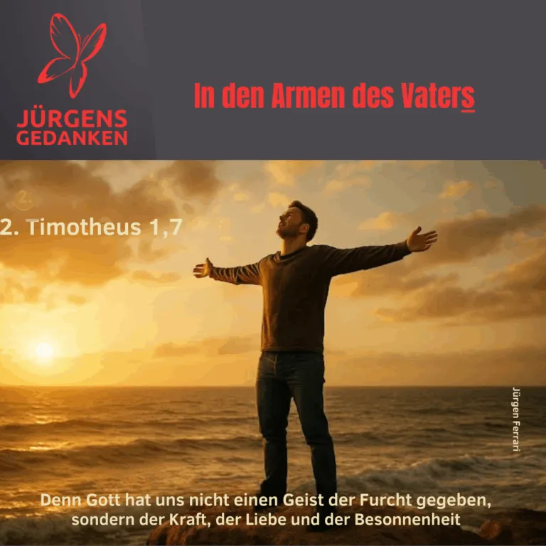 Mann mit ausgestreckten Armen am Wasser