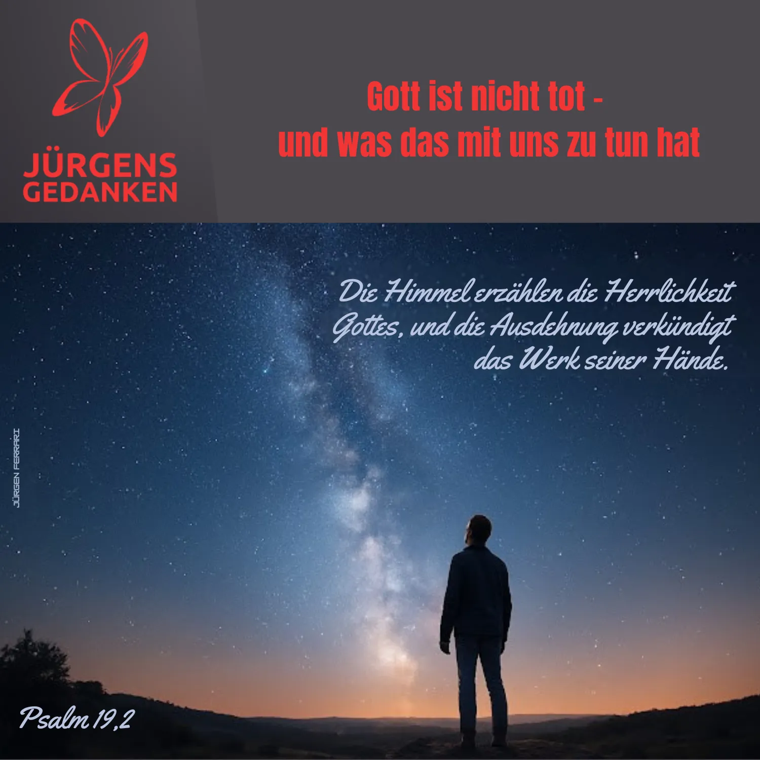 Mann betrachtet den Sternenhimmel