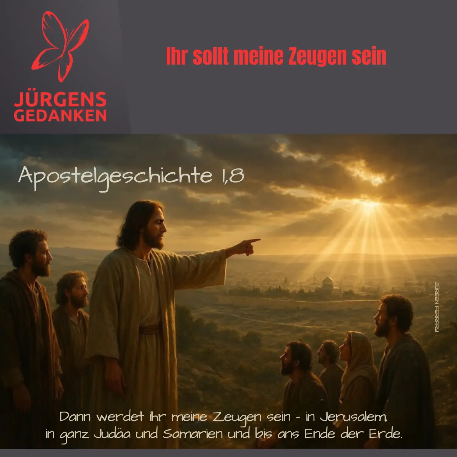 Jesus in der Abendsonne redet zu seinen Jüngern