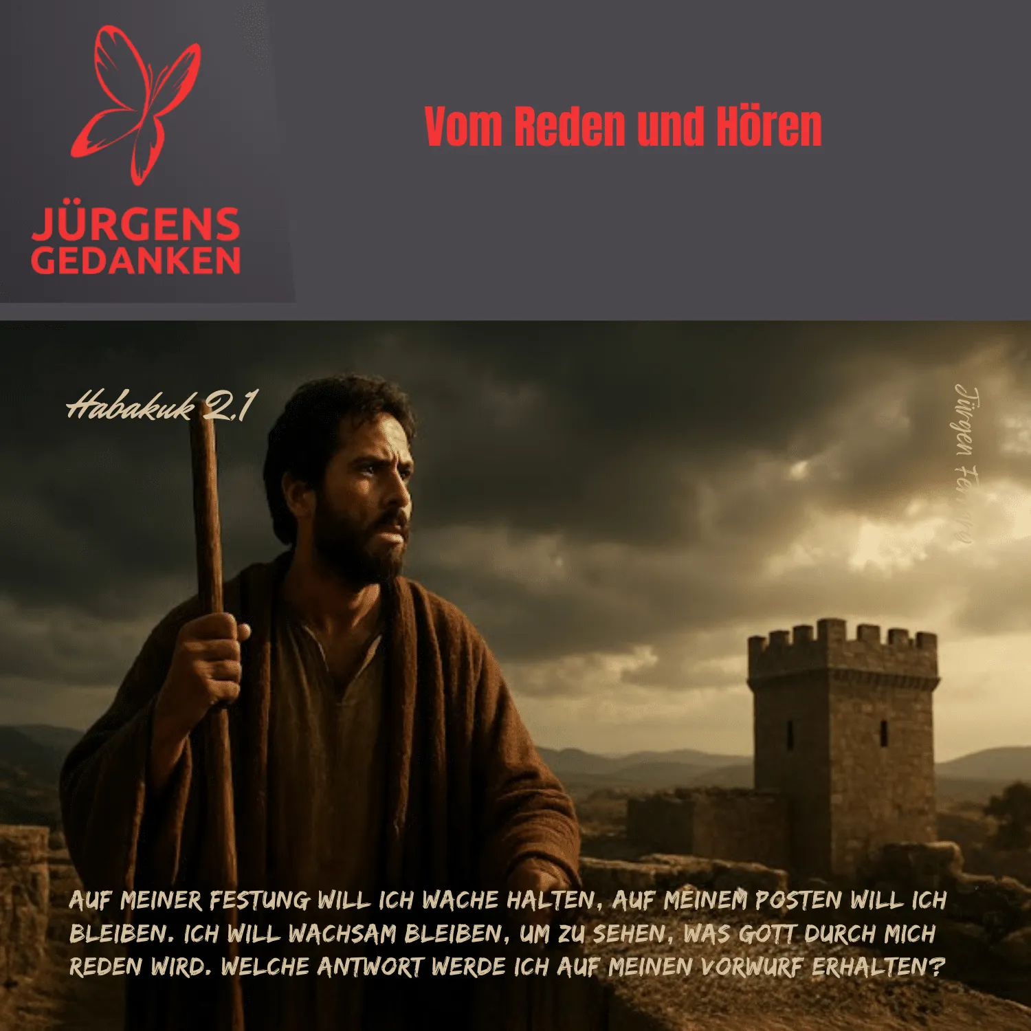 Ein Mann mit einem Wanderstab