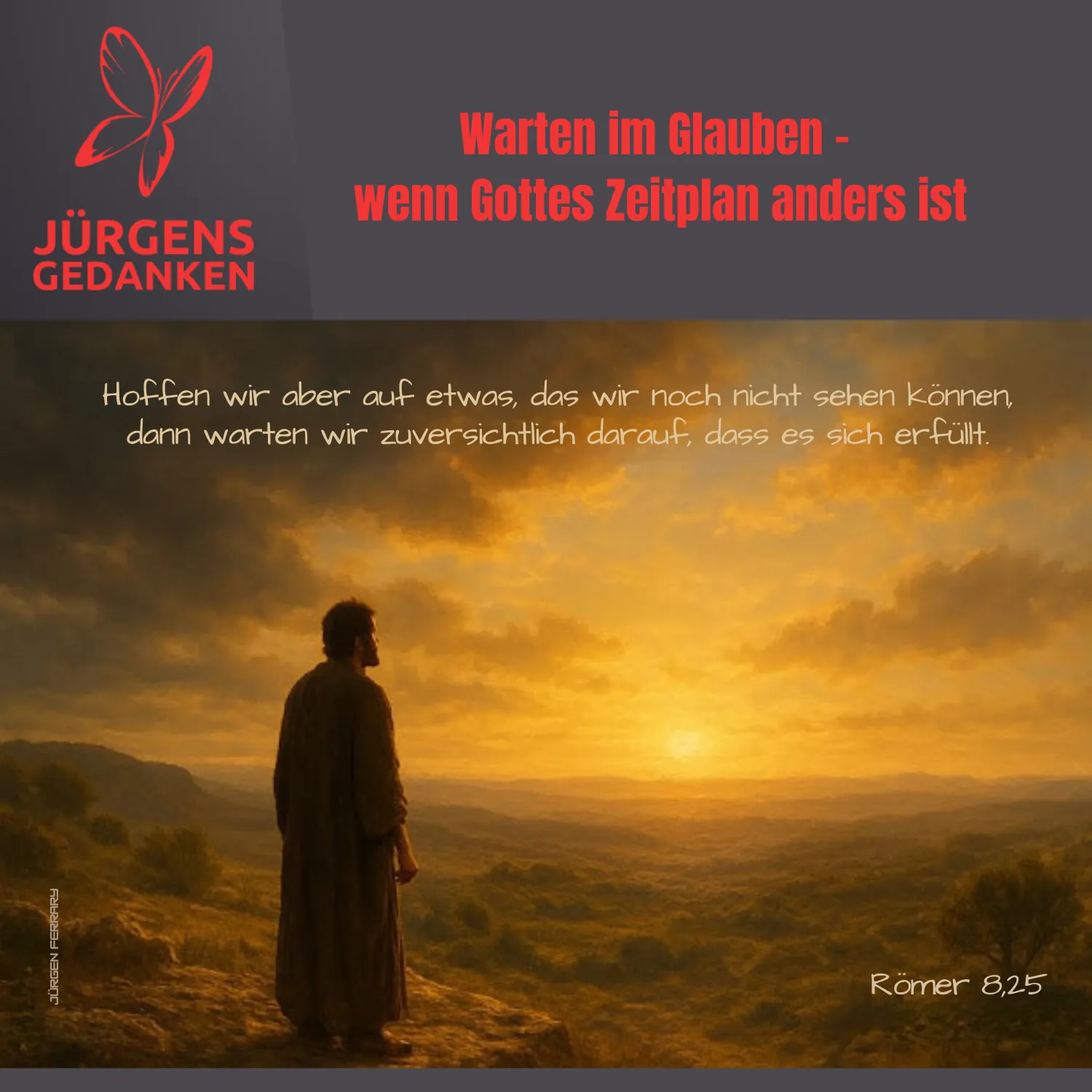 Mann schaut in die Sonne