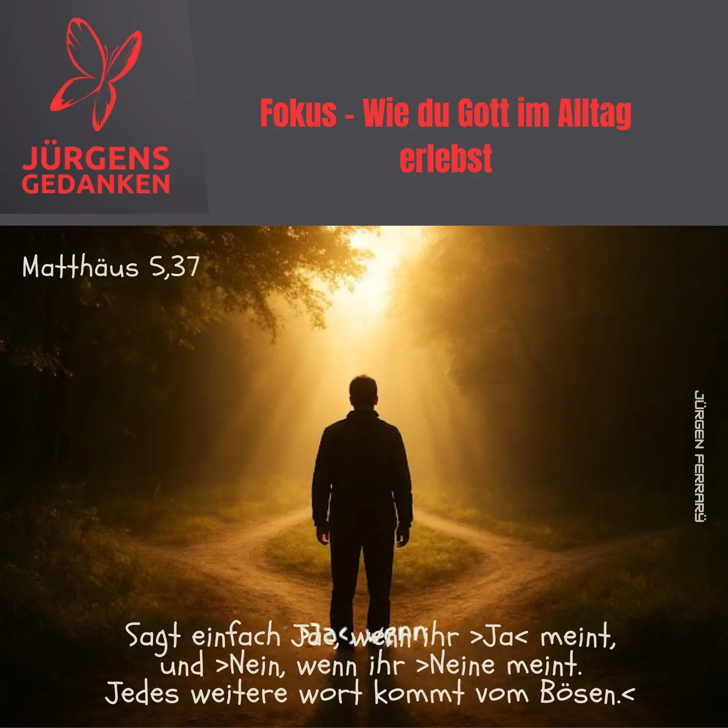 Mann steht vor einer Weggabelung