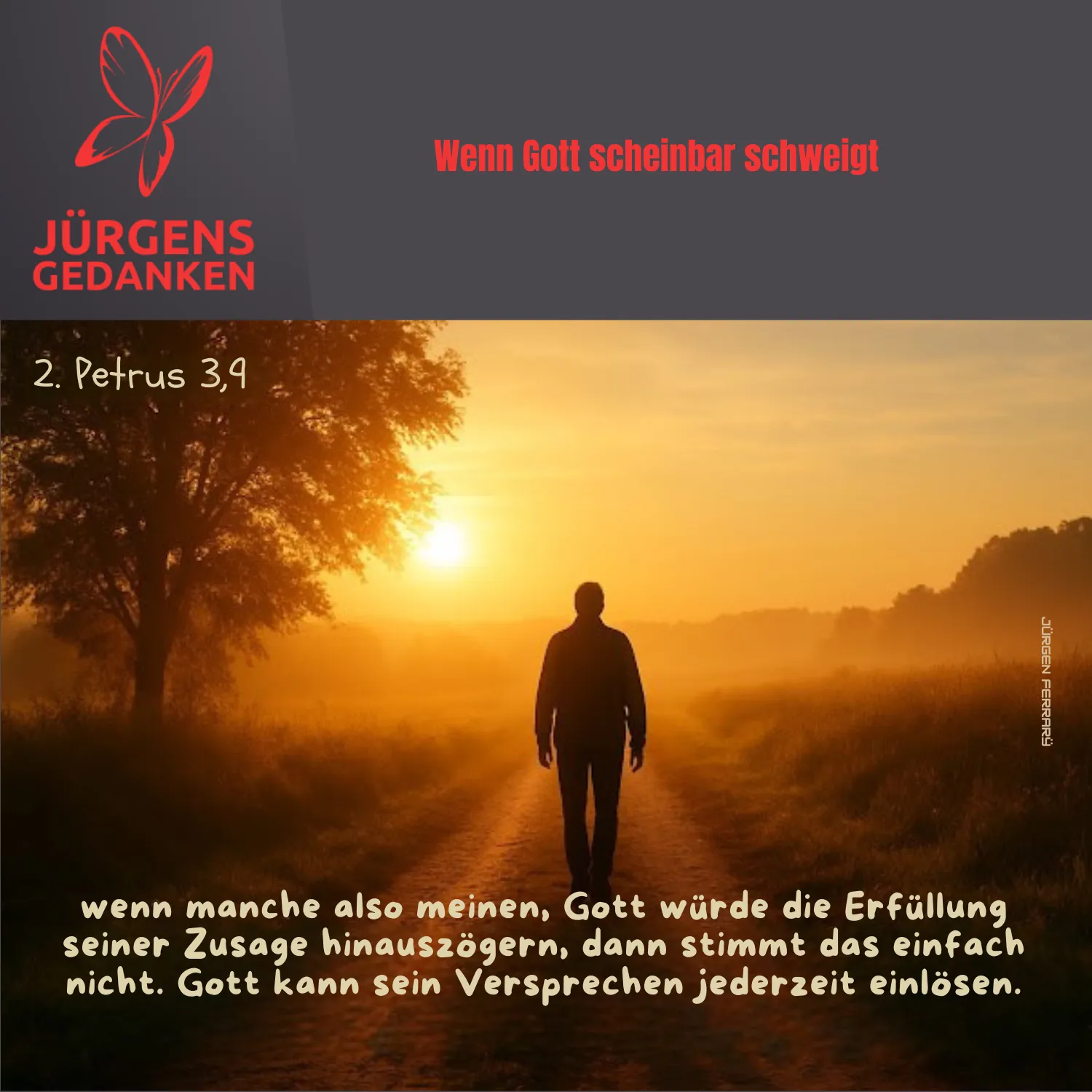 Mann läuft der Sonne entgegen