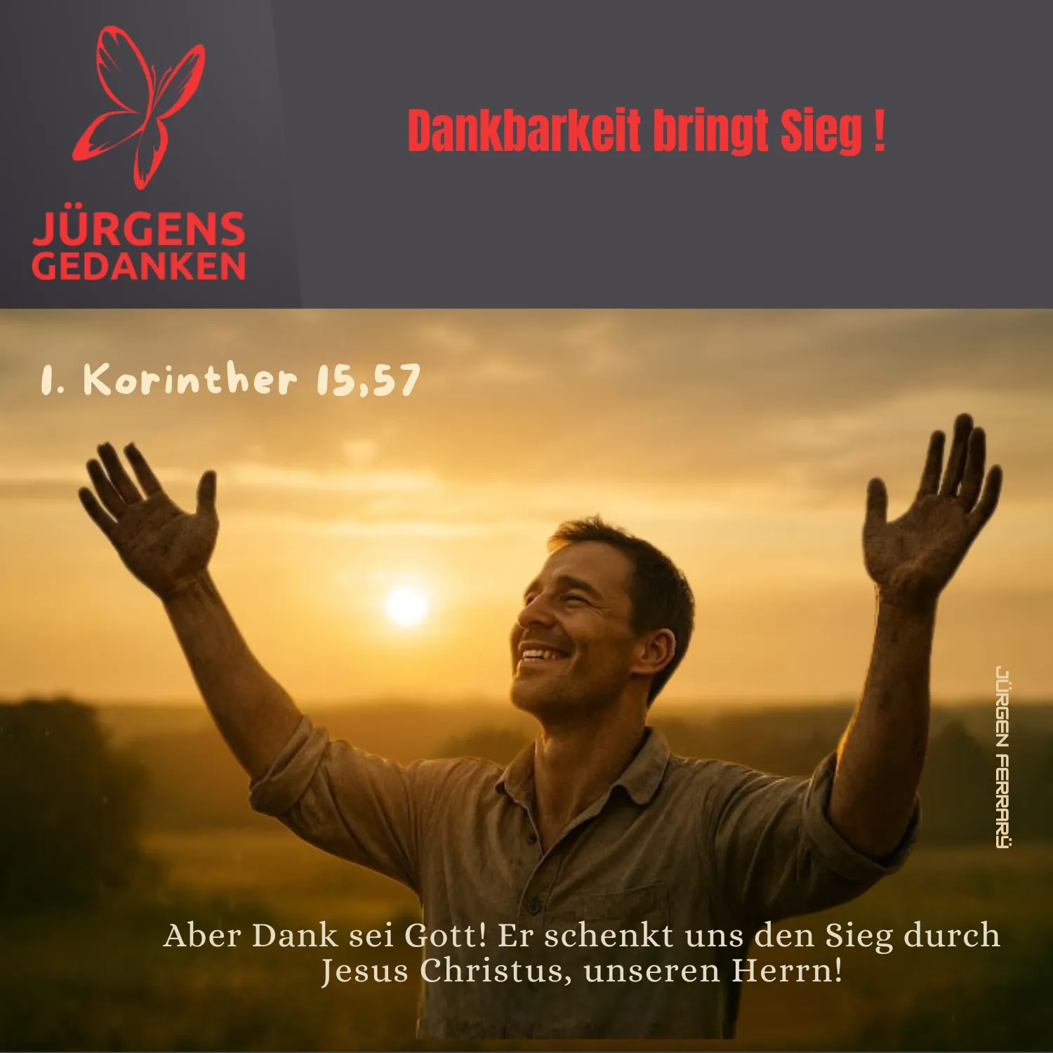 Mann voller Dankbarkeit und Freude