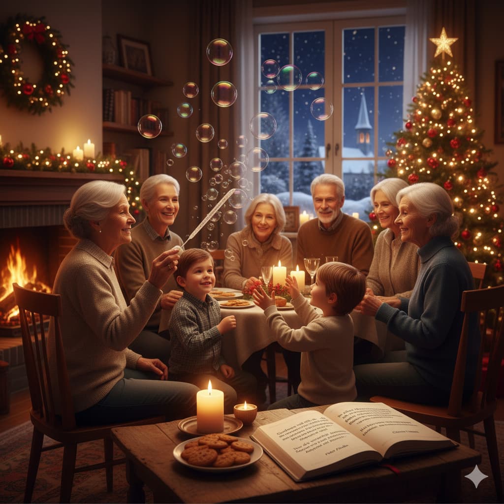 Familie feiert Weihnachten