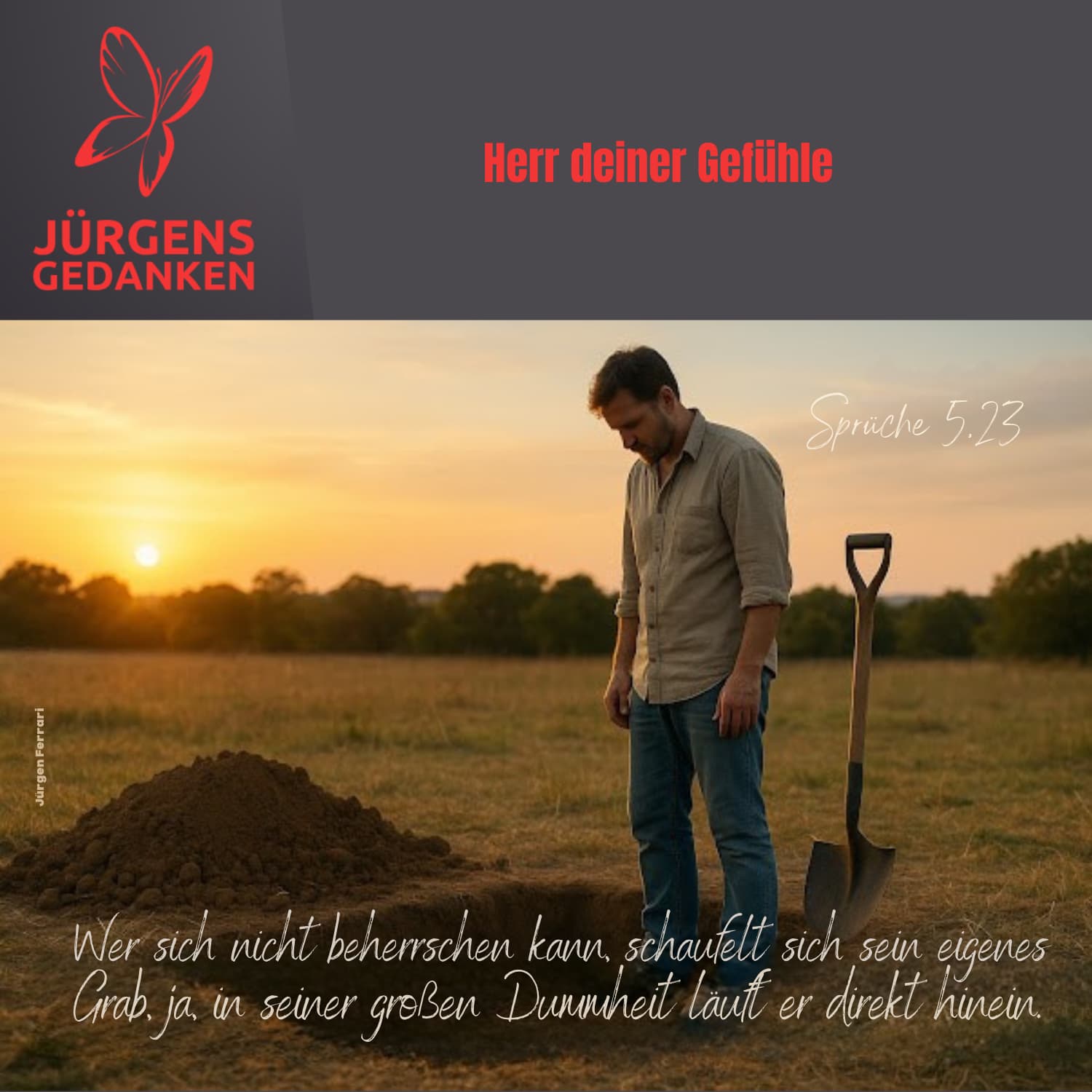 Mann steht an einem Erdloch