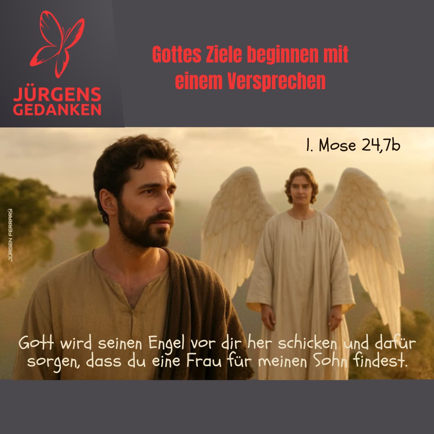 Mann mit einem Engel
