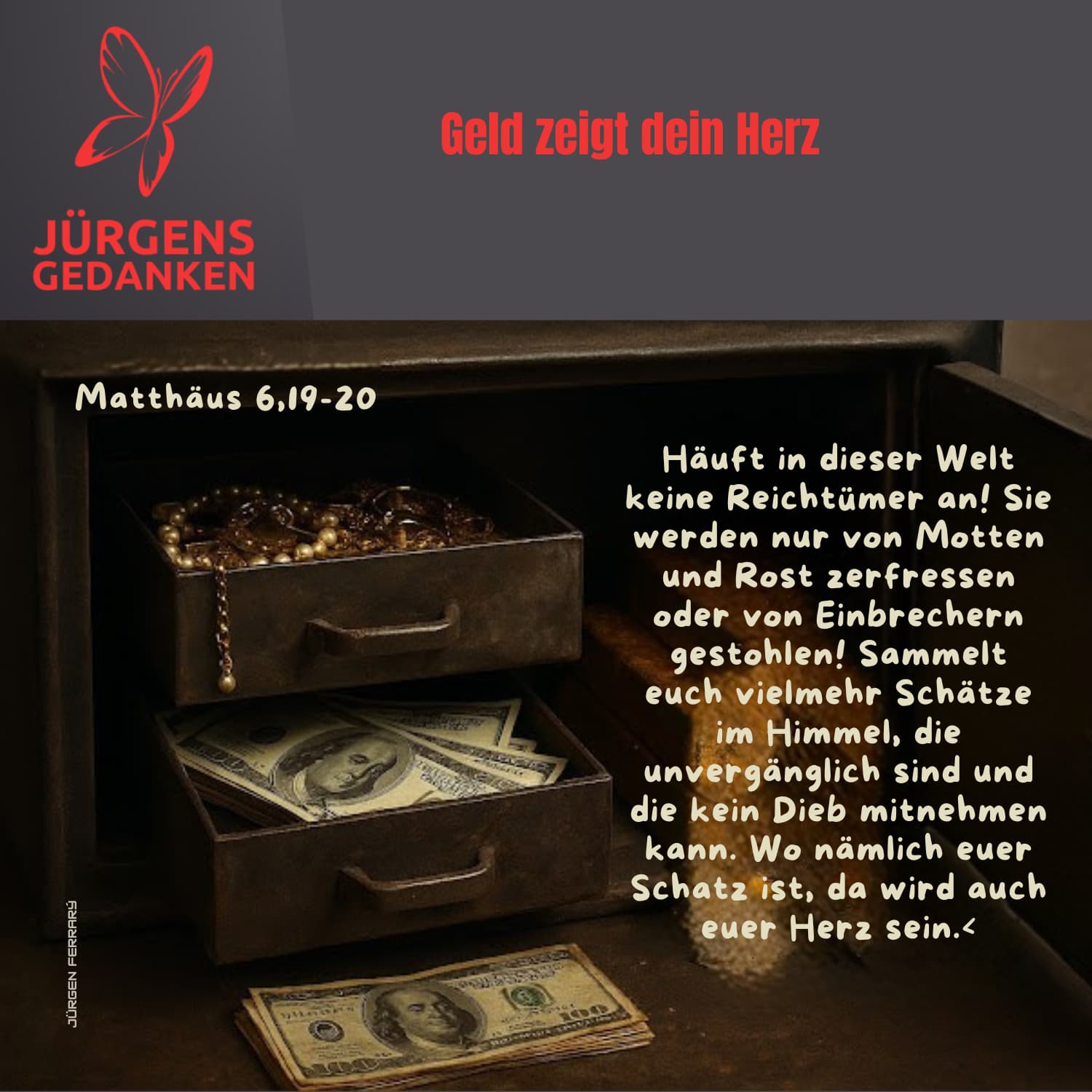 Schmuckkasten mit Schmuck und Geld