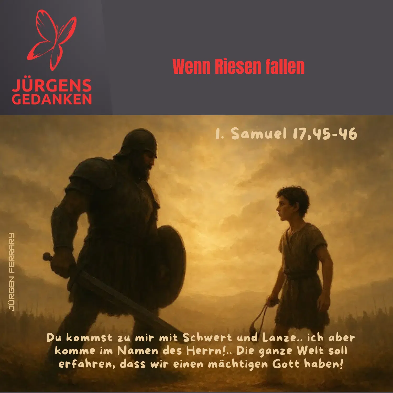 Riese Goliath und David kämpfen