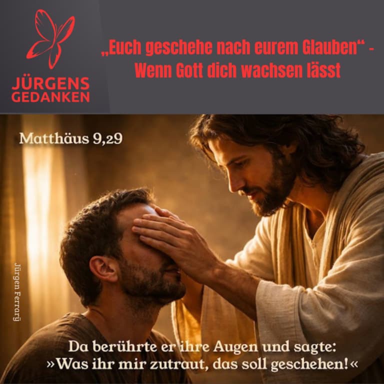 Jesus legt einem Mann die Hände auf die Augen