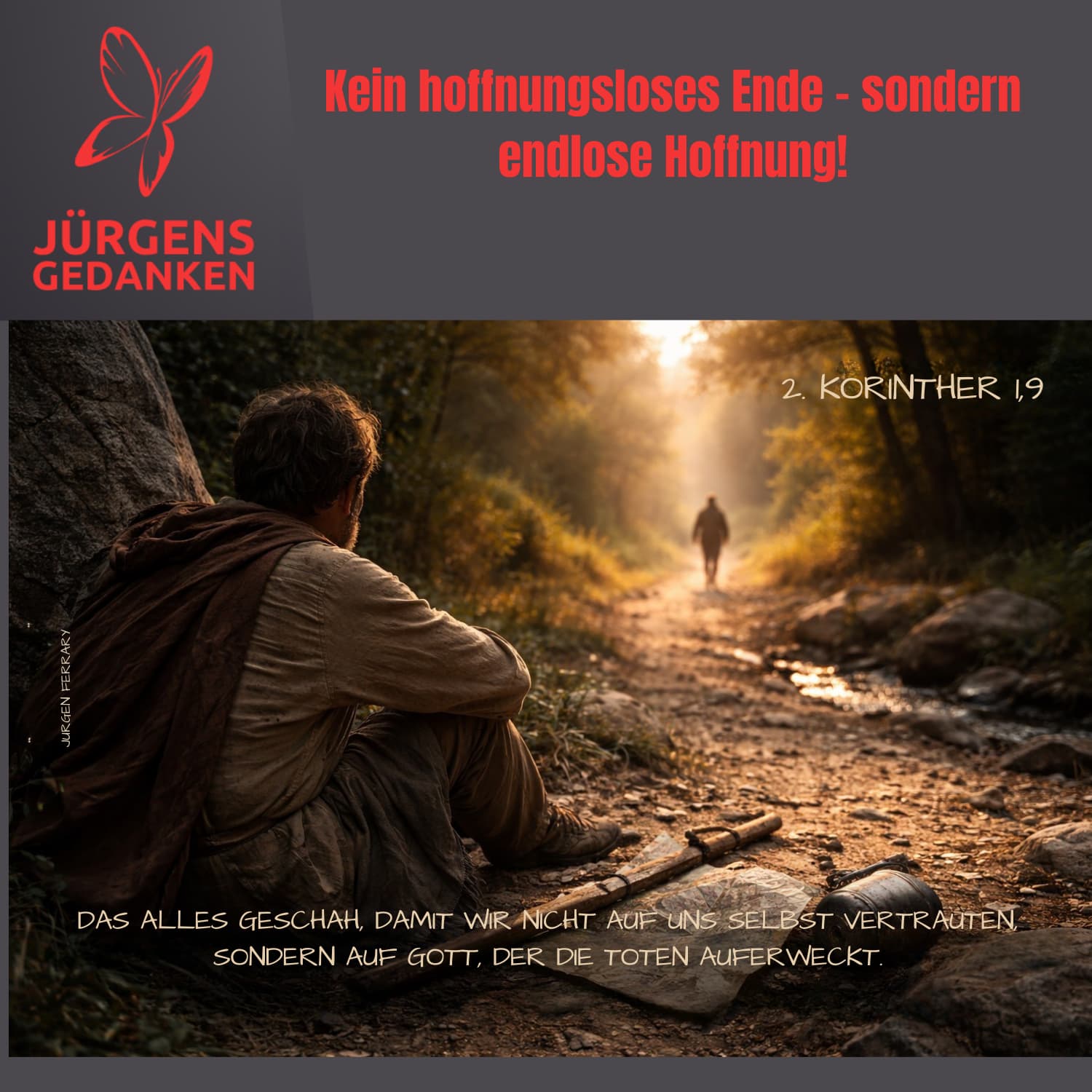 Mann sieht einem Wanderer nach