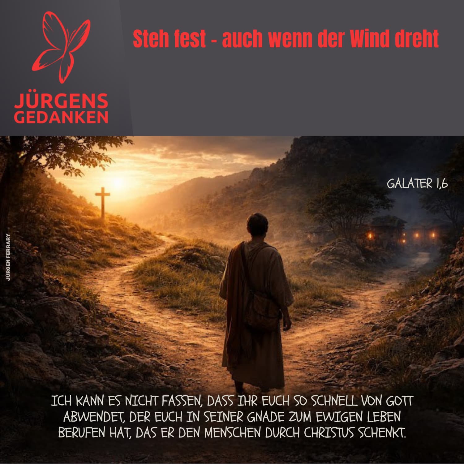 Mann steht an einer Weggabelung und muss sich entscheiden