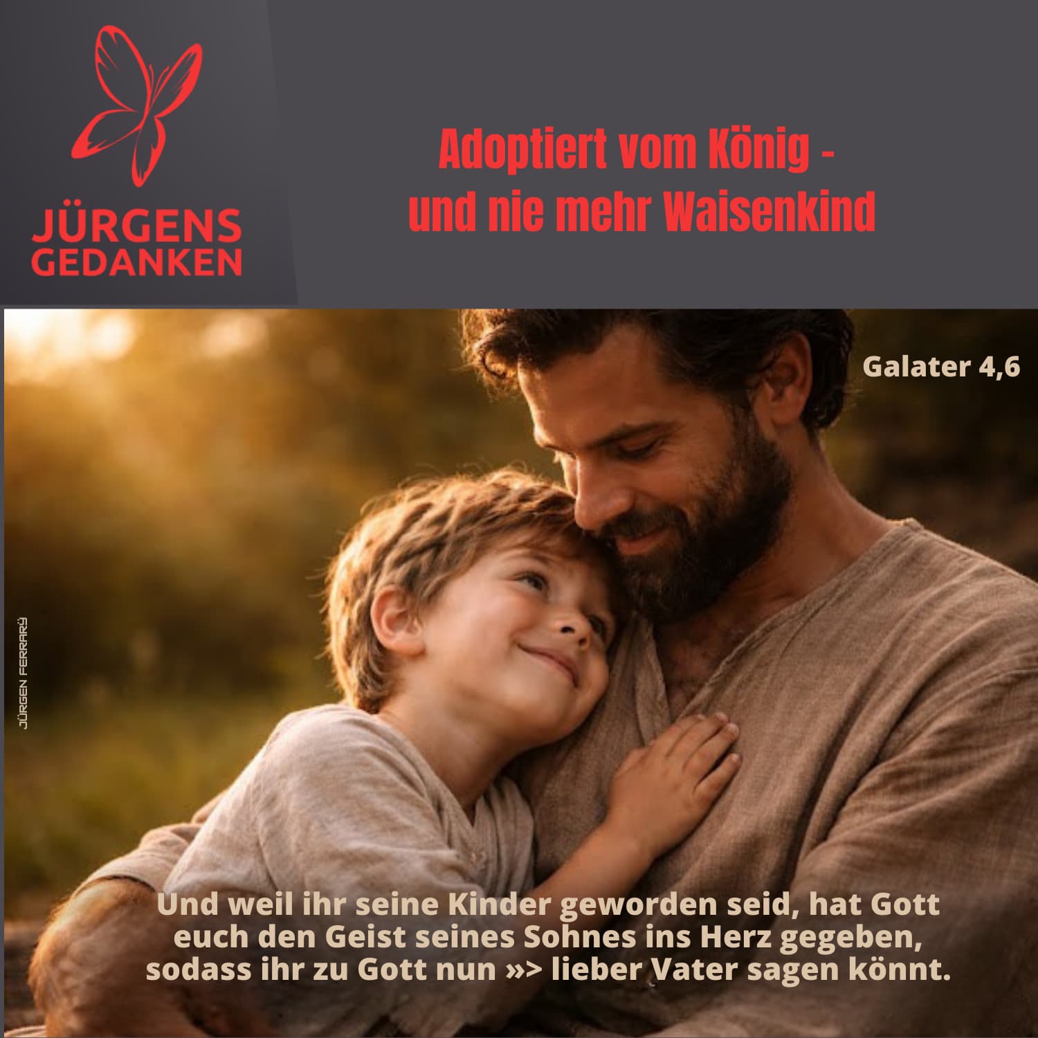 Vater und Sohn umarmen sich