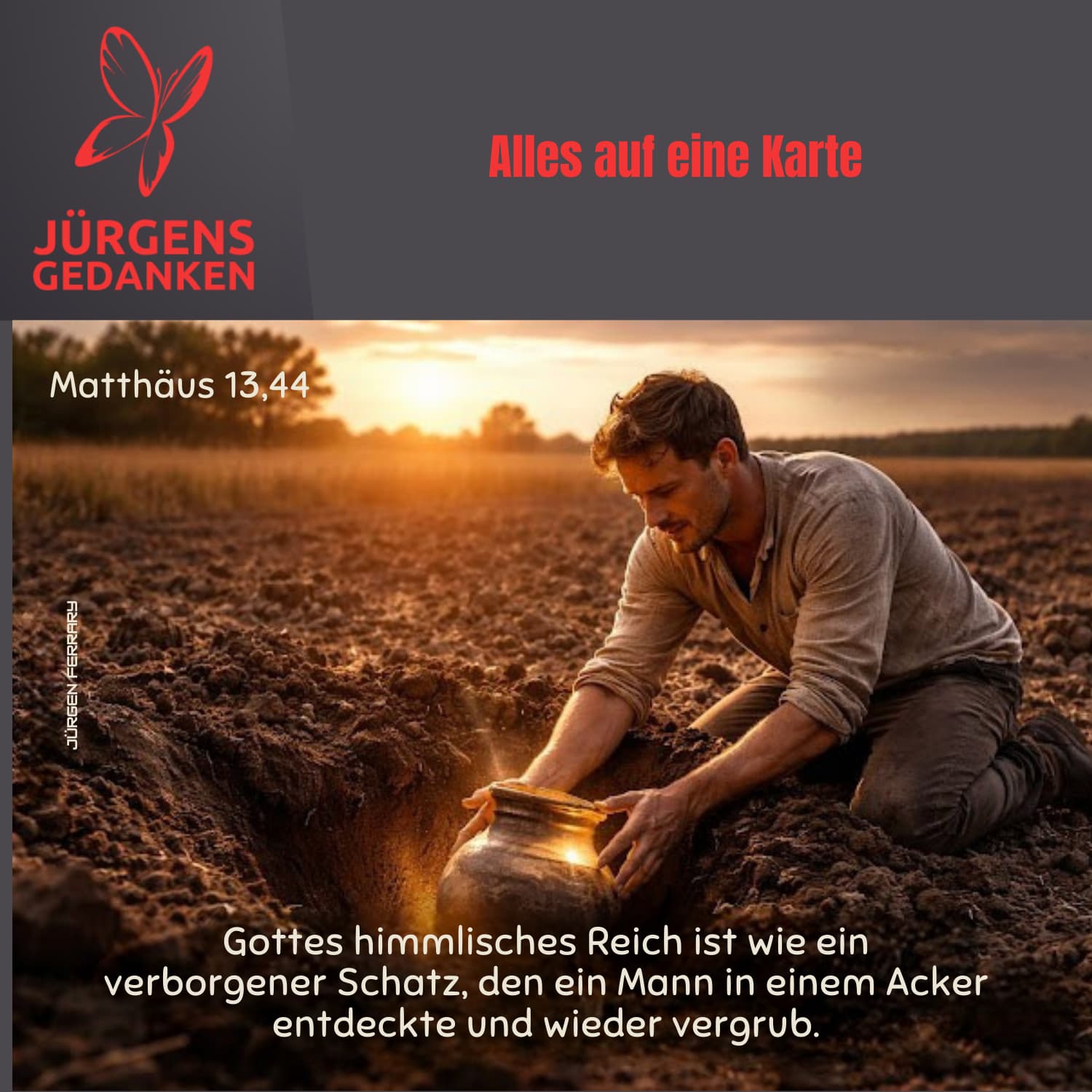 Mann findet auf einem Acker einen Schatz