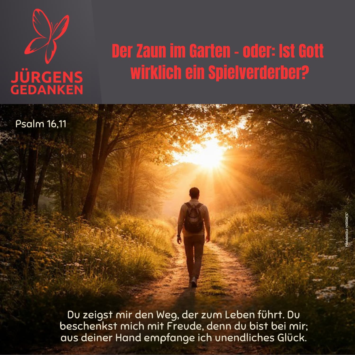 Mann läuft den Sonnenstrahlen entgegen