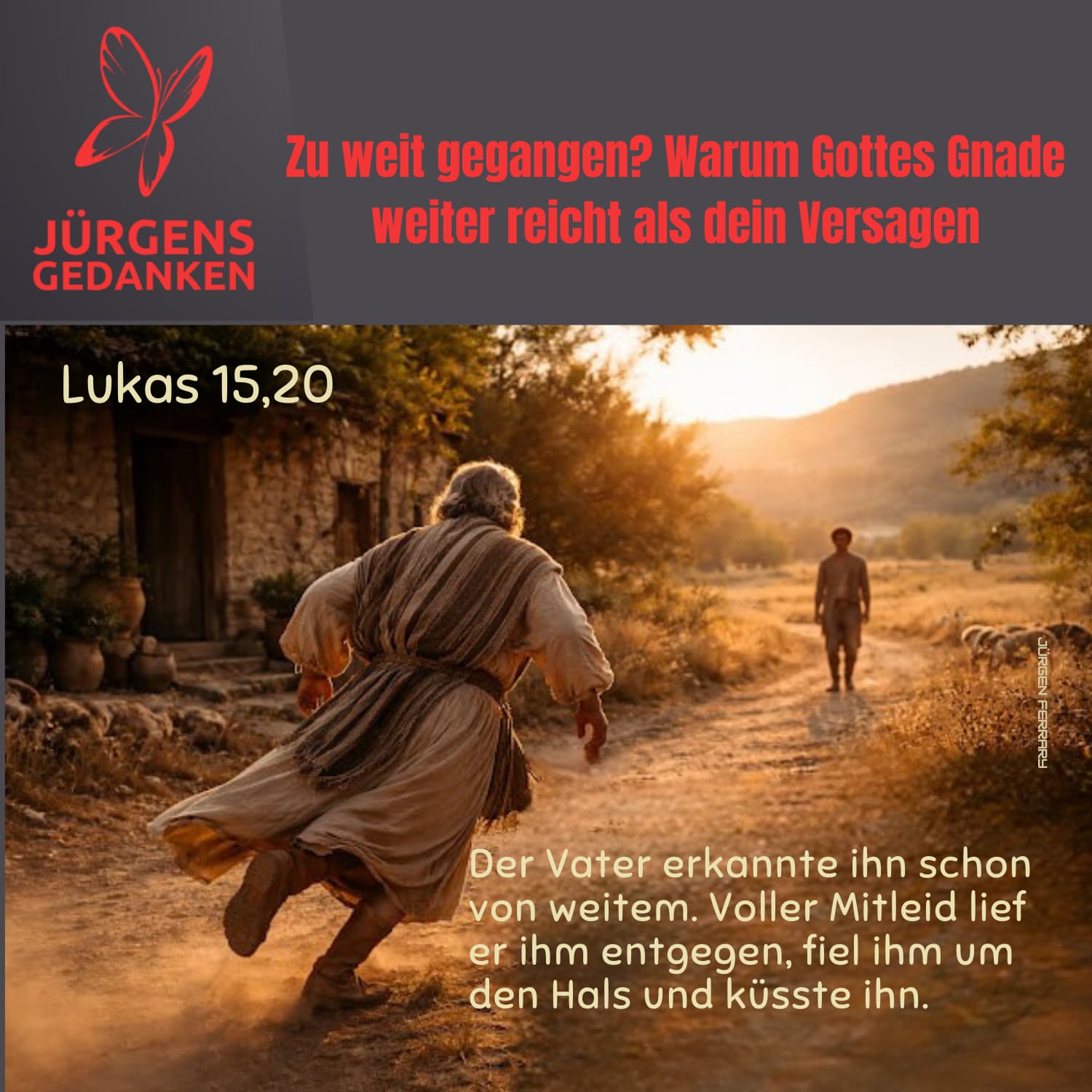 Vater rennt vor Freude dem Sohn entgegen.