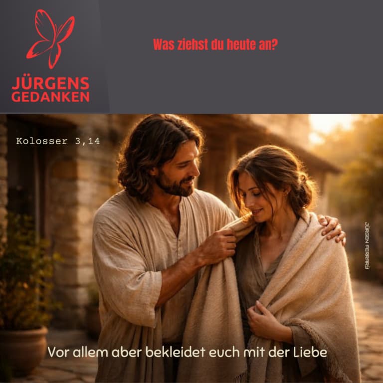 Mann legt Frau ein Tuch um