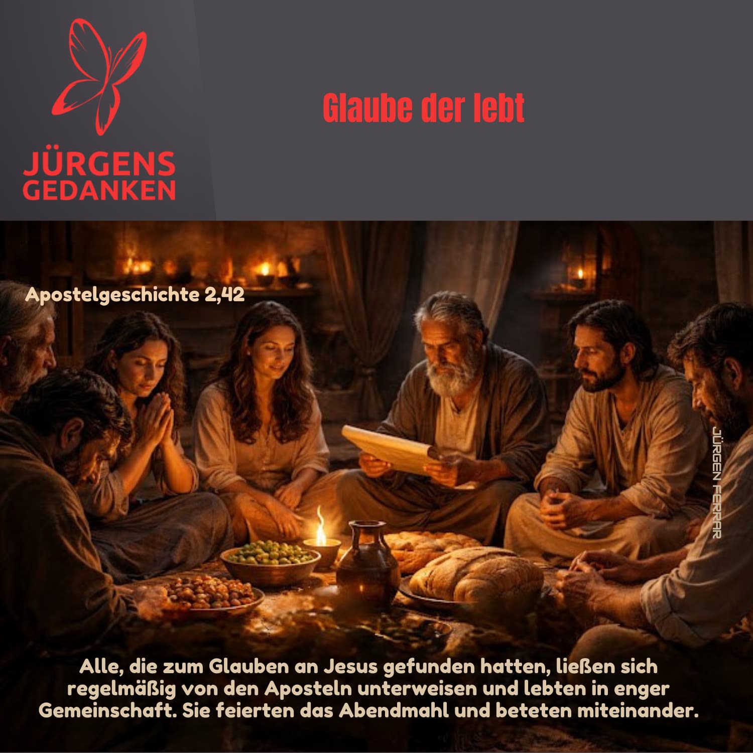 Gruppe Menschen sitzen beim Abendmahl