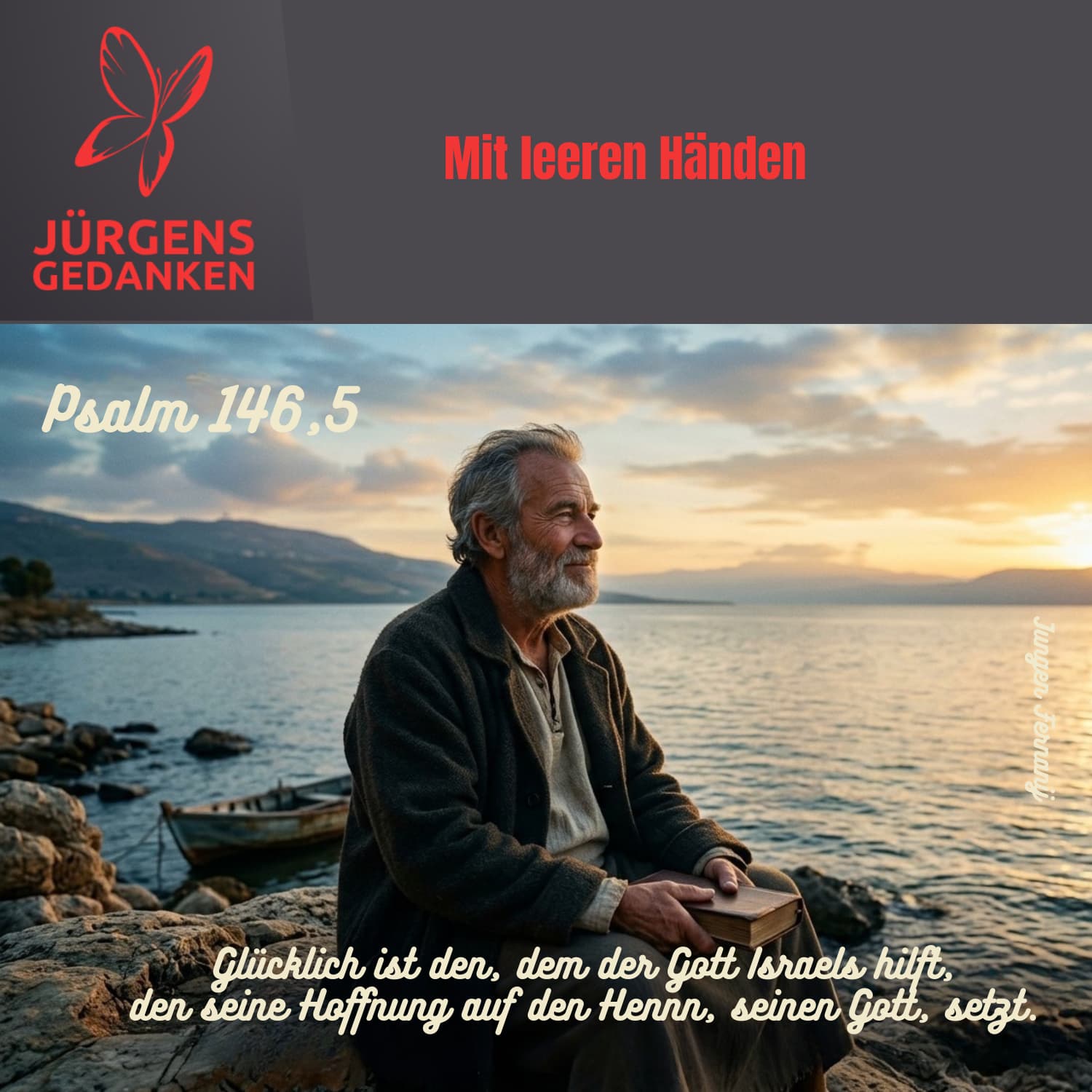 Mann liest die Bibel und schaut zu Gott