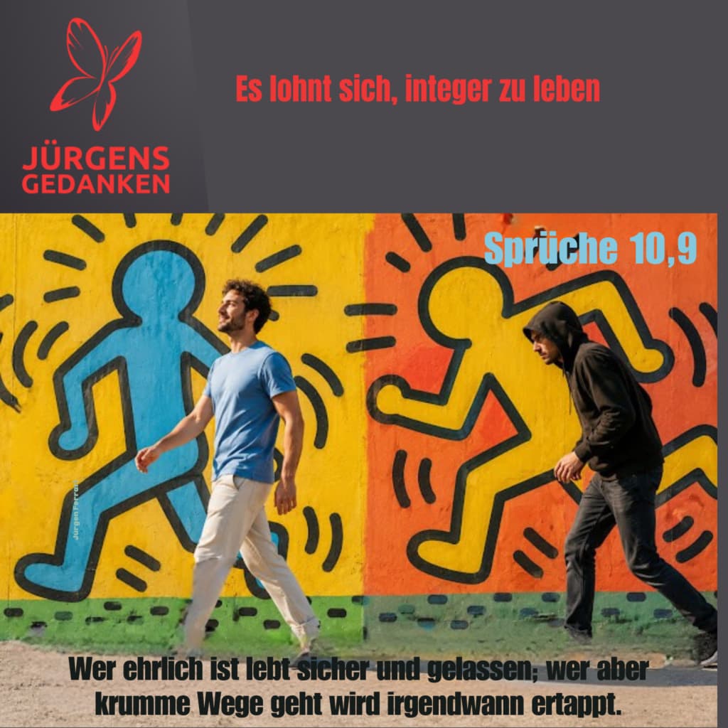 Menschen laufen vor einer Mauer